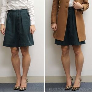 J Crew Flair Skirt Double Serge Wool Button Front